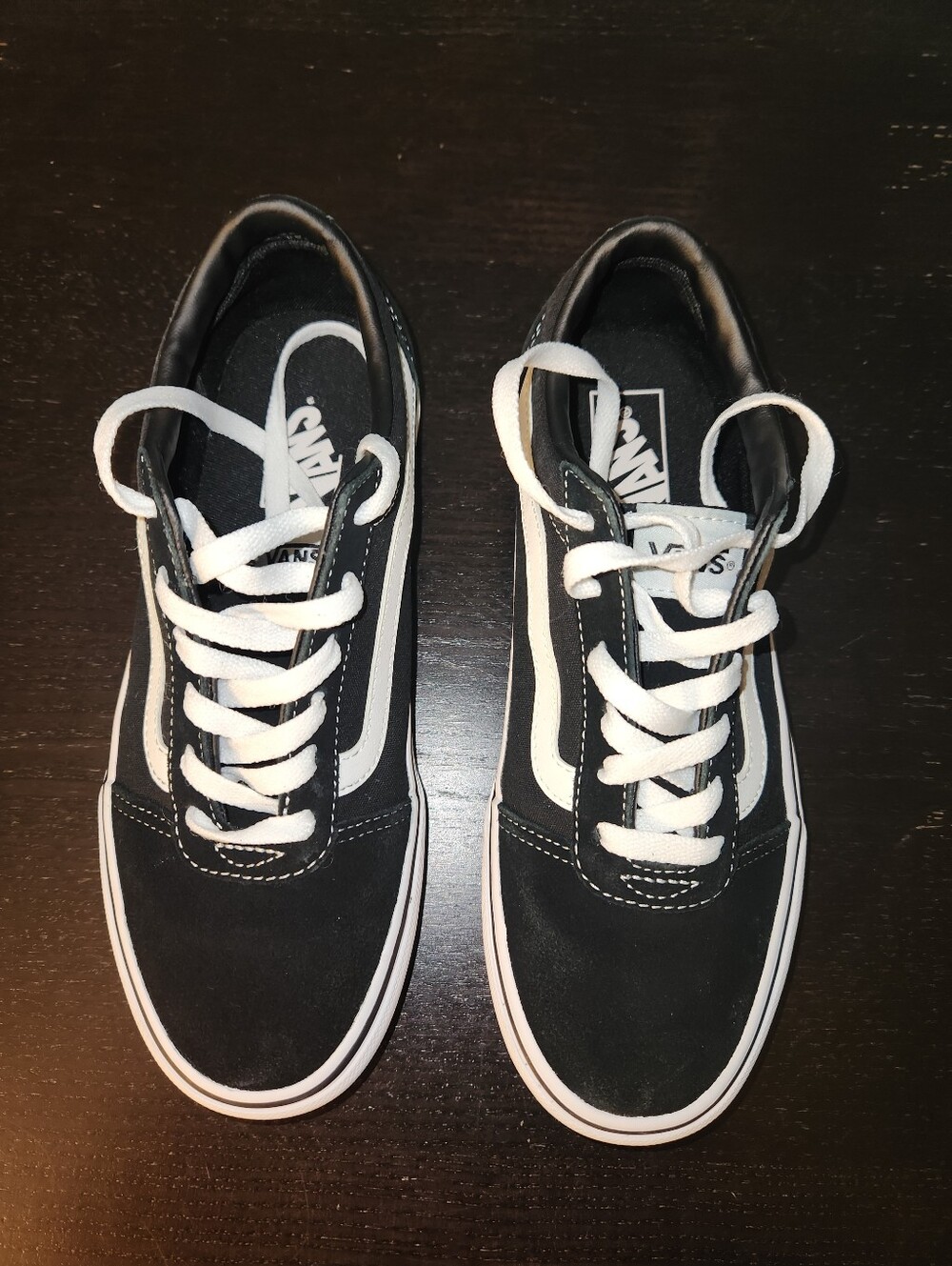 Vans Women's Suede And Canvas Black and White Low-Top Skate Sneakers - Picture 5 of 9